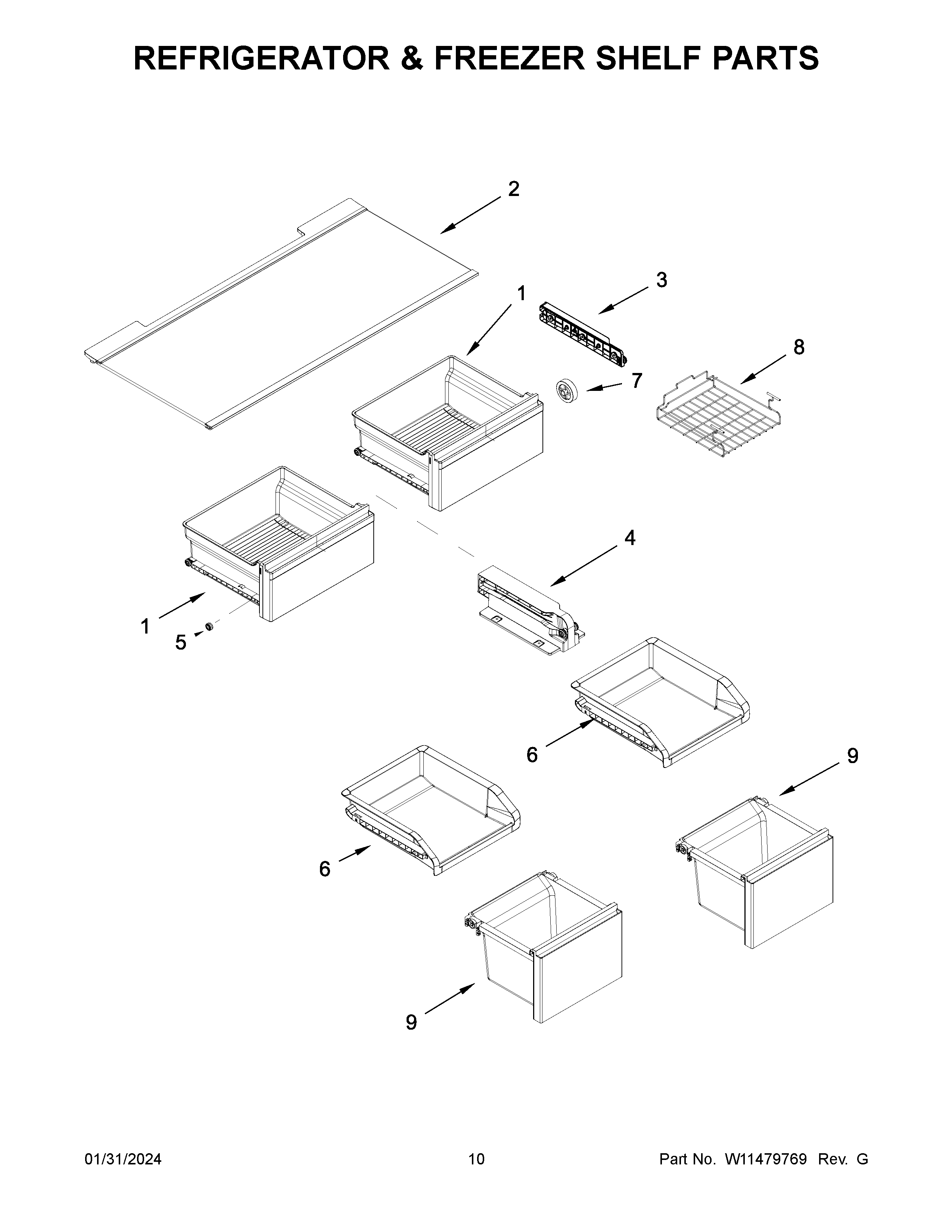 Refrigerator & freezer shelf parts
