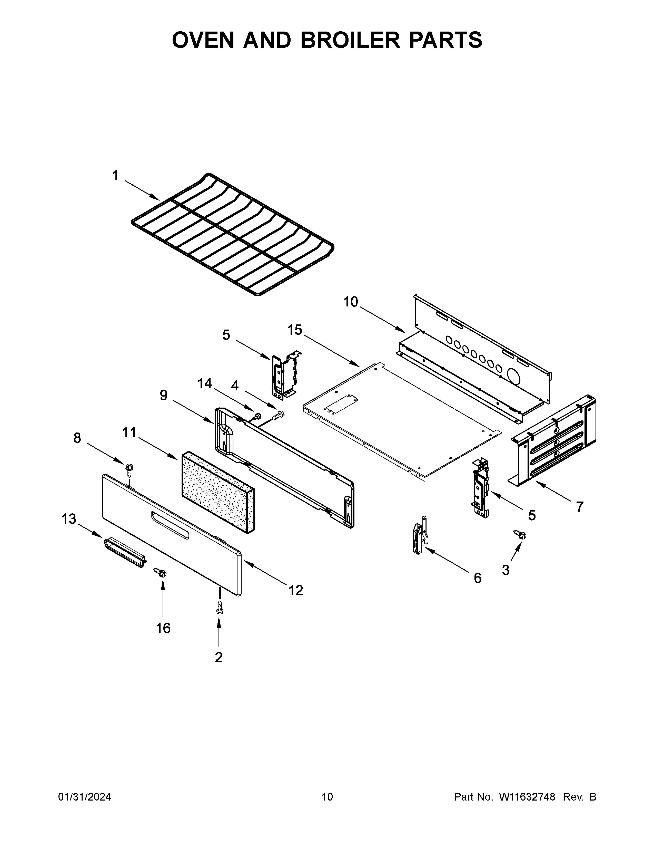 Oven and broiler parts