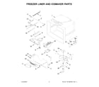 Whirlpool WRB322DMBW05 freezer liner and icemaker parts diagram