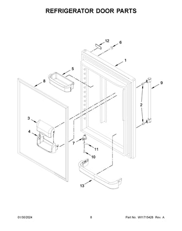 Refrigerator door parts