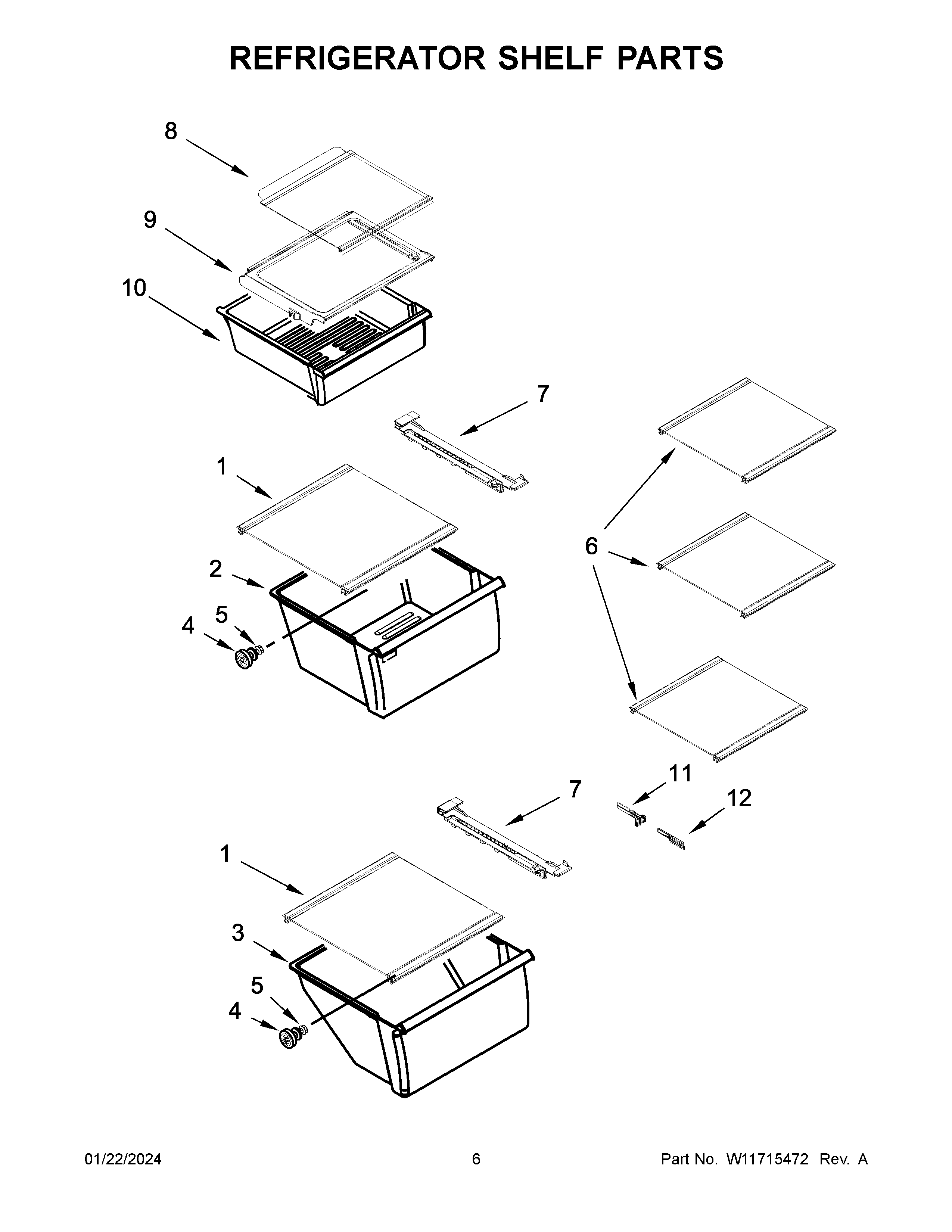Refrigerator shelf parts