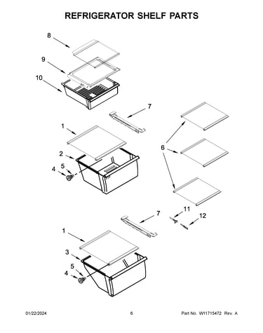 Refrigerator shelf parts