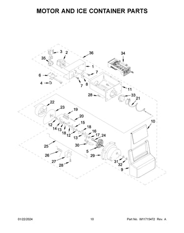 Motor and ice container parts