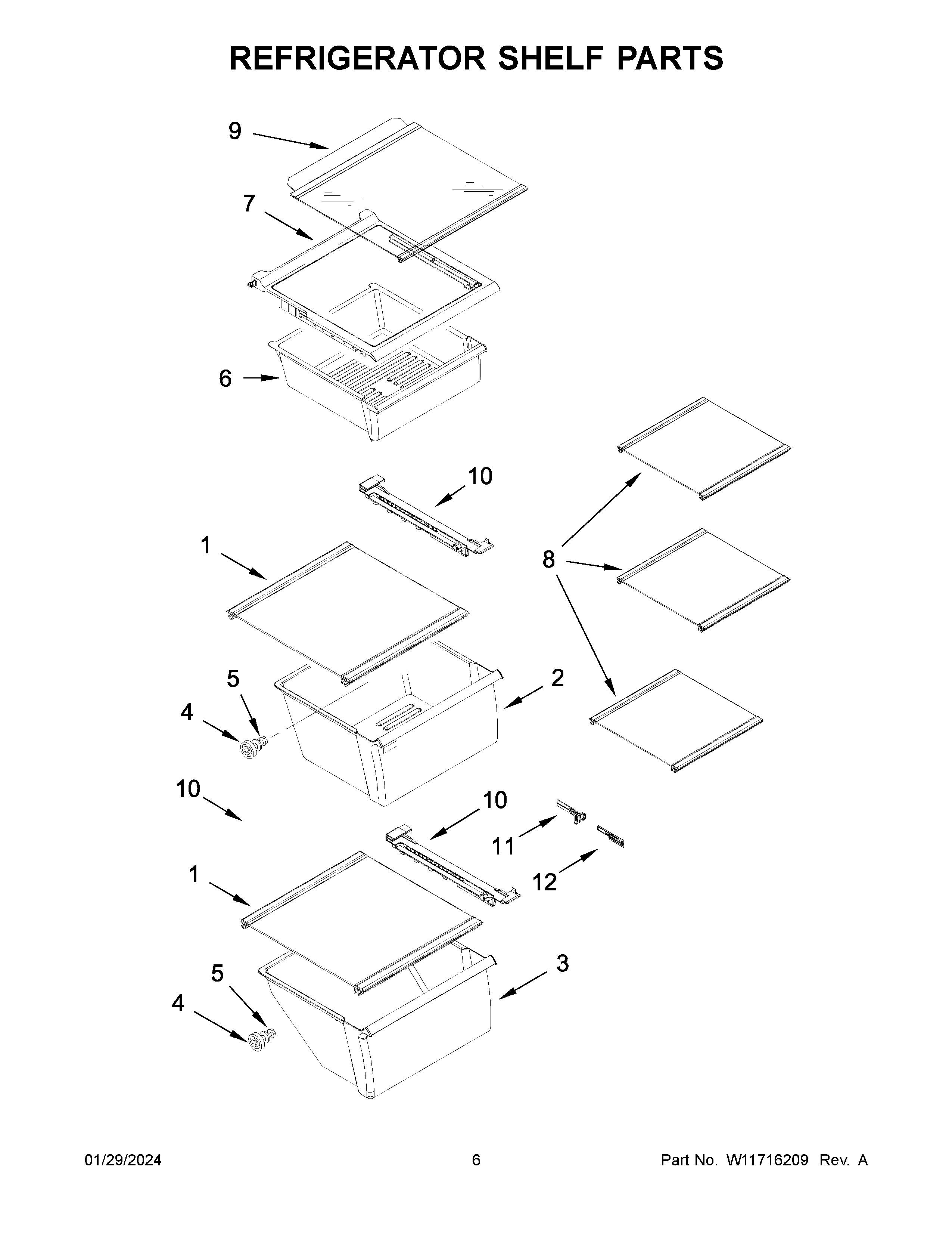 Refrigerator shelf parts
