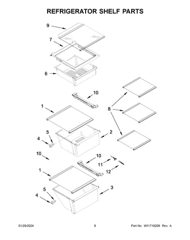 Refrigerator shelf parts