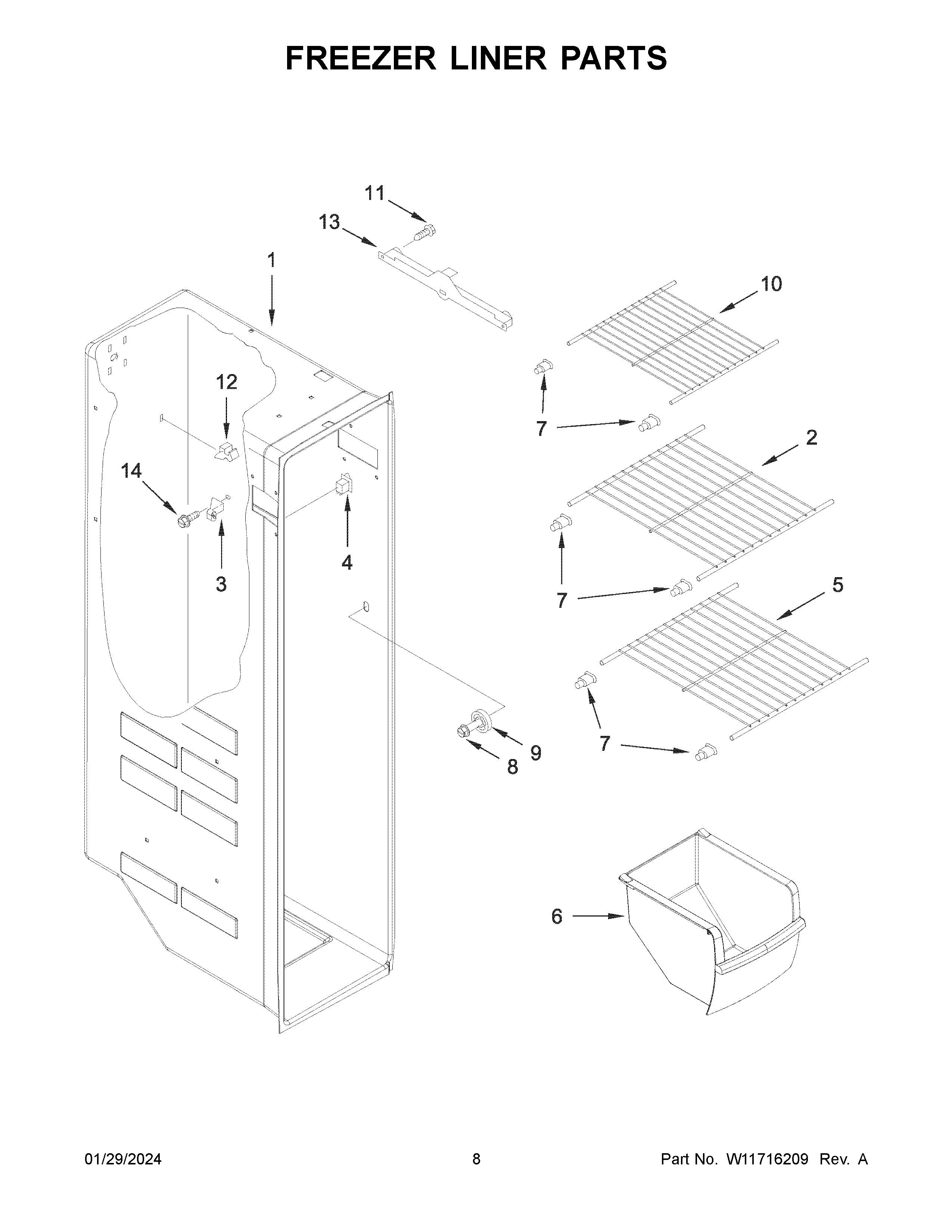 Freezer liner parts