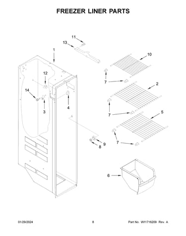 Freezer liner parts