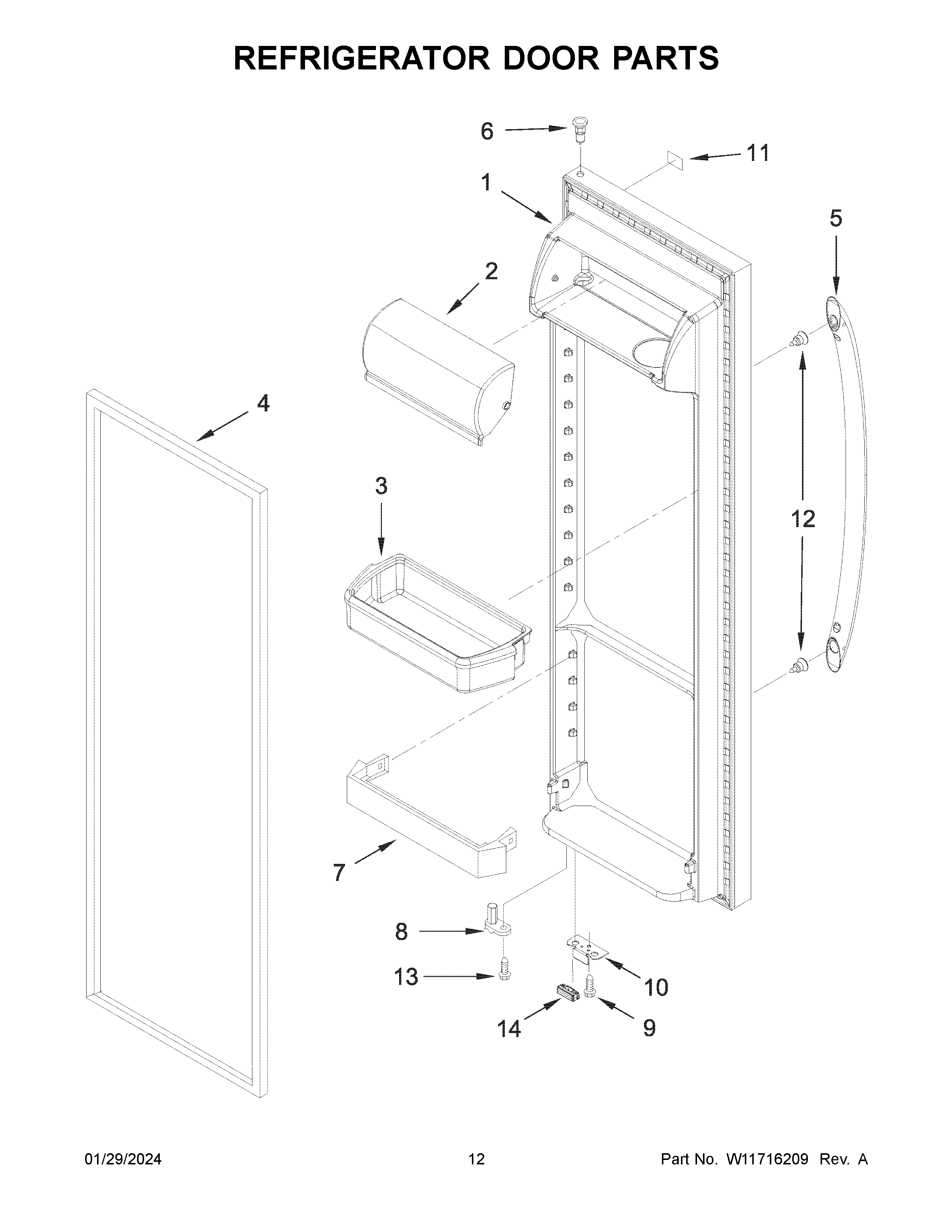 Refrigerator door parts