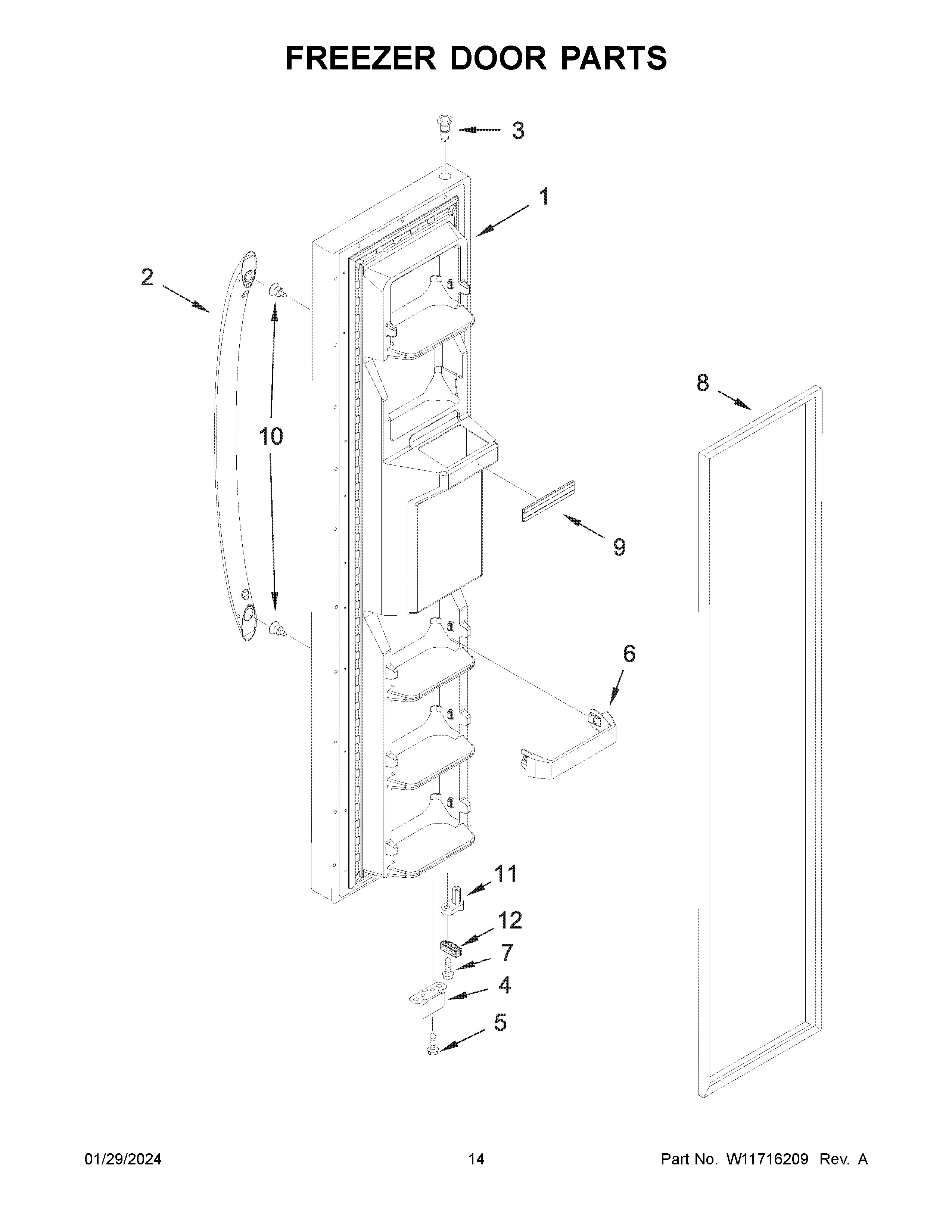 Freezer door parts
