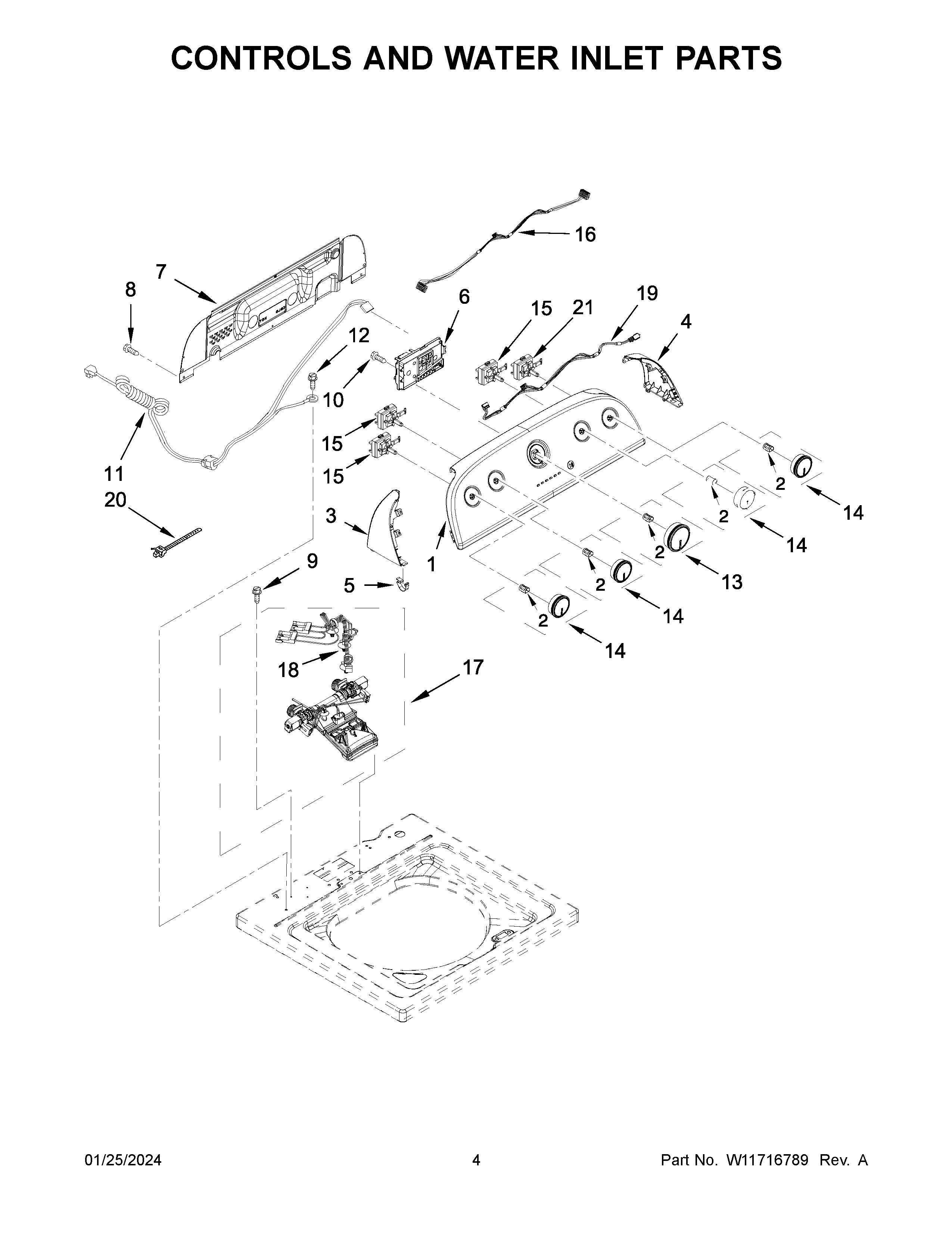 CONTROLS AND WATER INLET PARTS