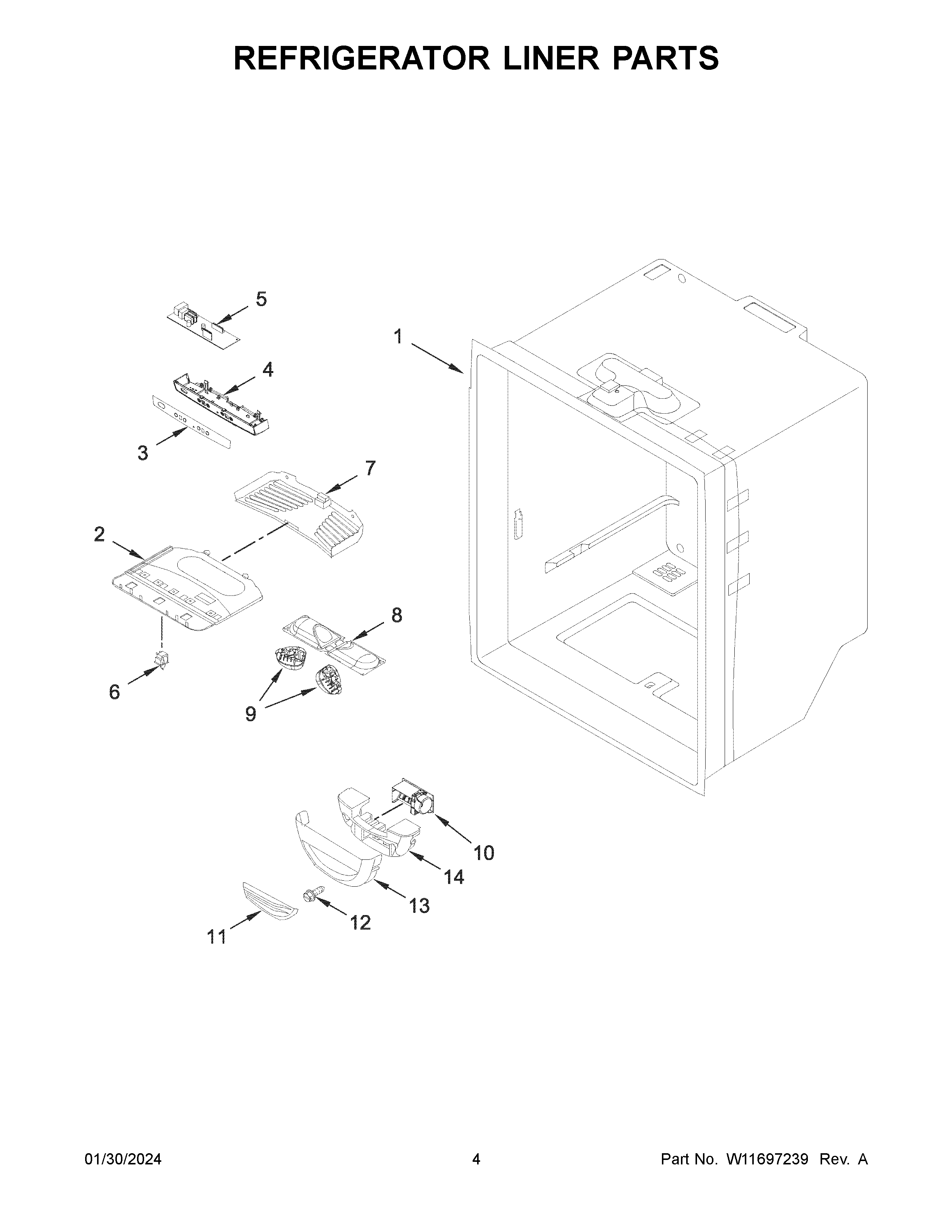 Refrigerator liner parts