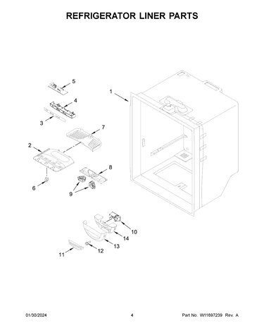 Refrigerator liner parts