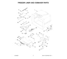 Whirlpool WRB329DMBW05 freezer liner and icemaker parts diagram