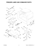 Freezer liner and icemaker parts
