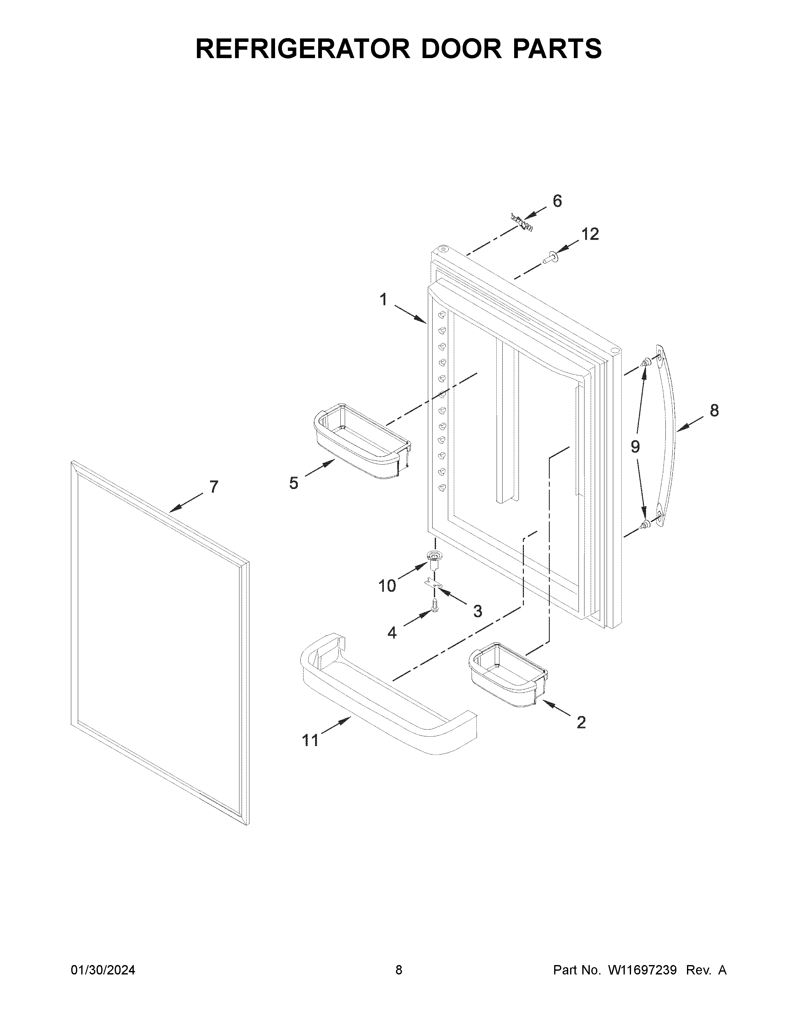 Refrigerator door parts