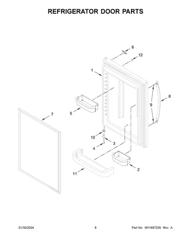 Refrigerator door parts