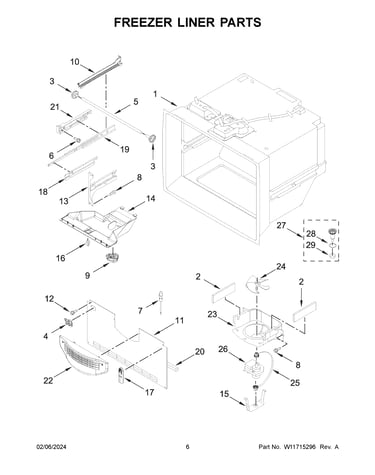 Freezer liner parts