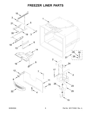 Freezer liner parts