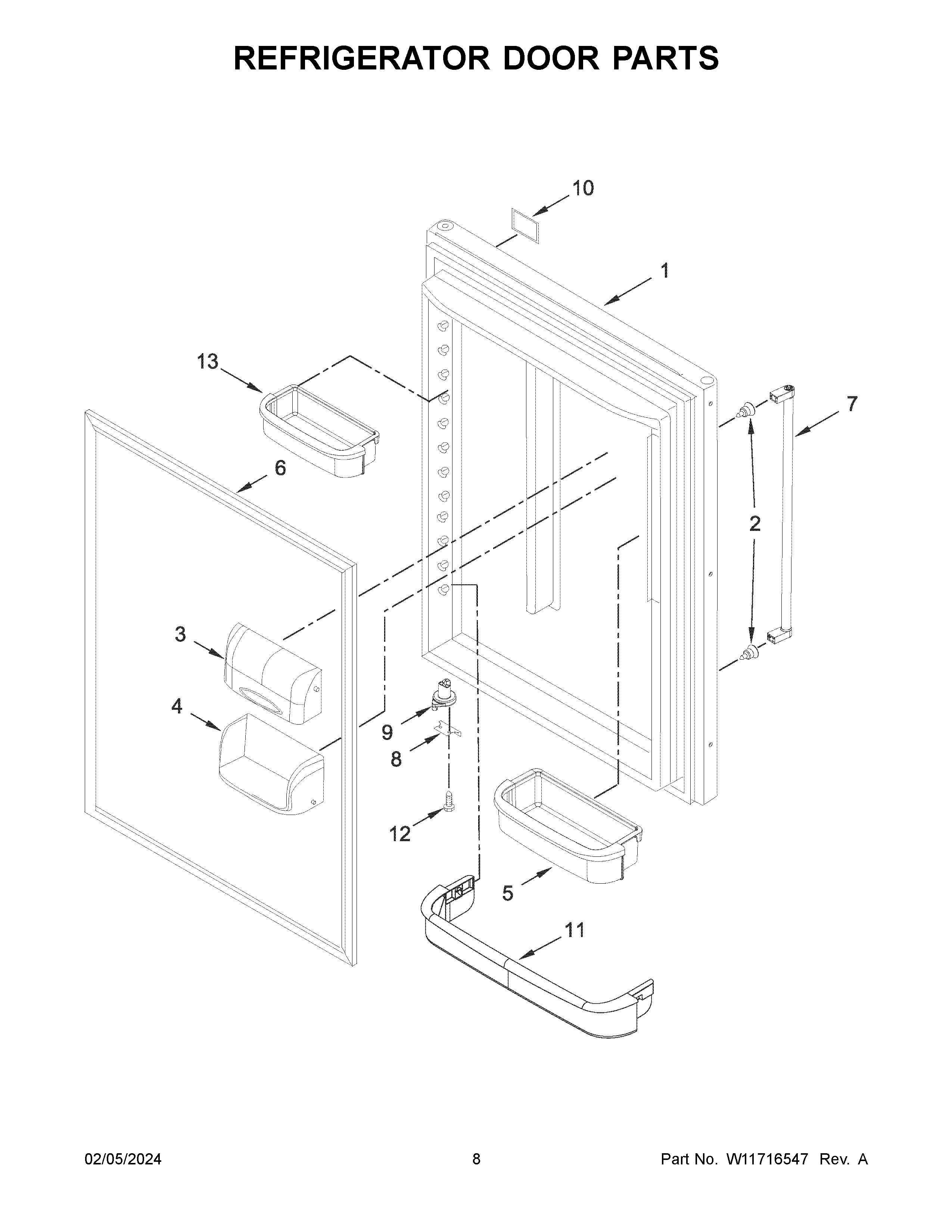 Refrigerator door parts