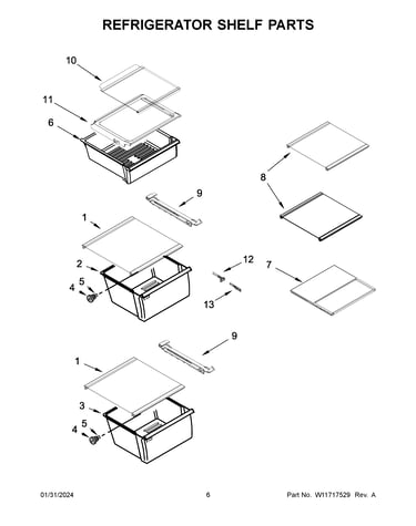 Refrigerator shelf parts