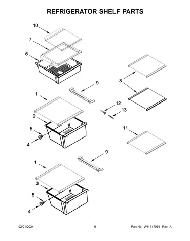 Refrigerator shelf parts