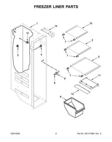 Freezer liner parts