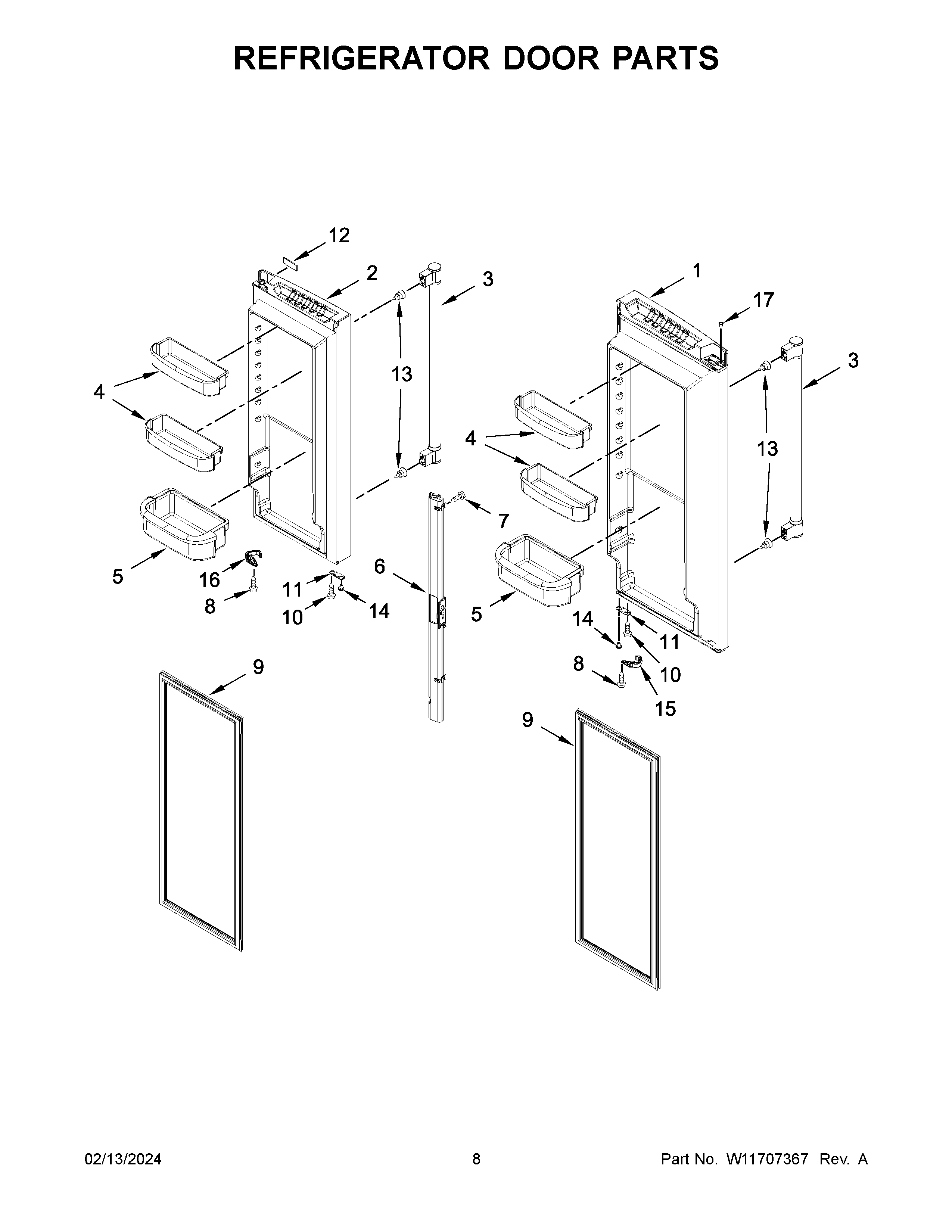 Refrigerator door parts