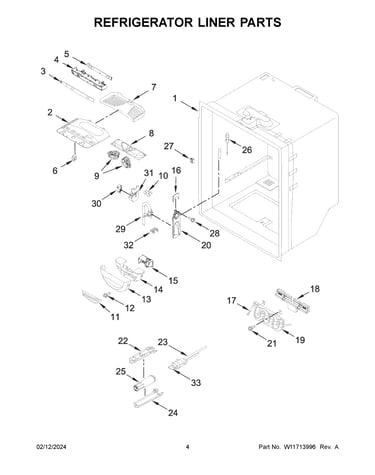 Refrigerator liner parts