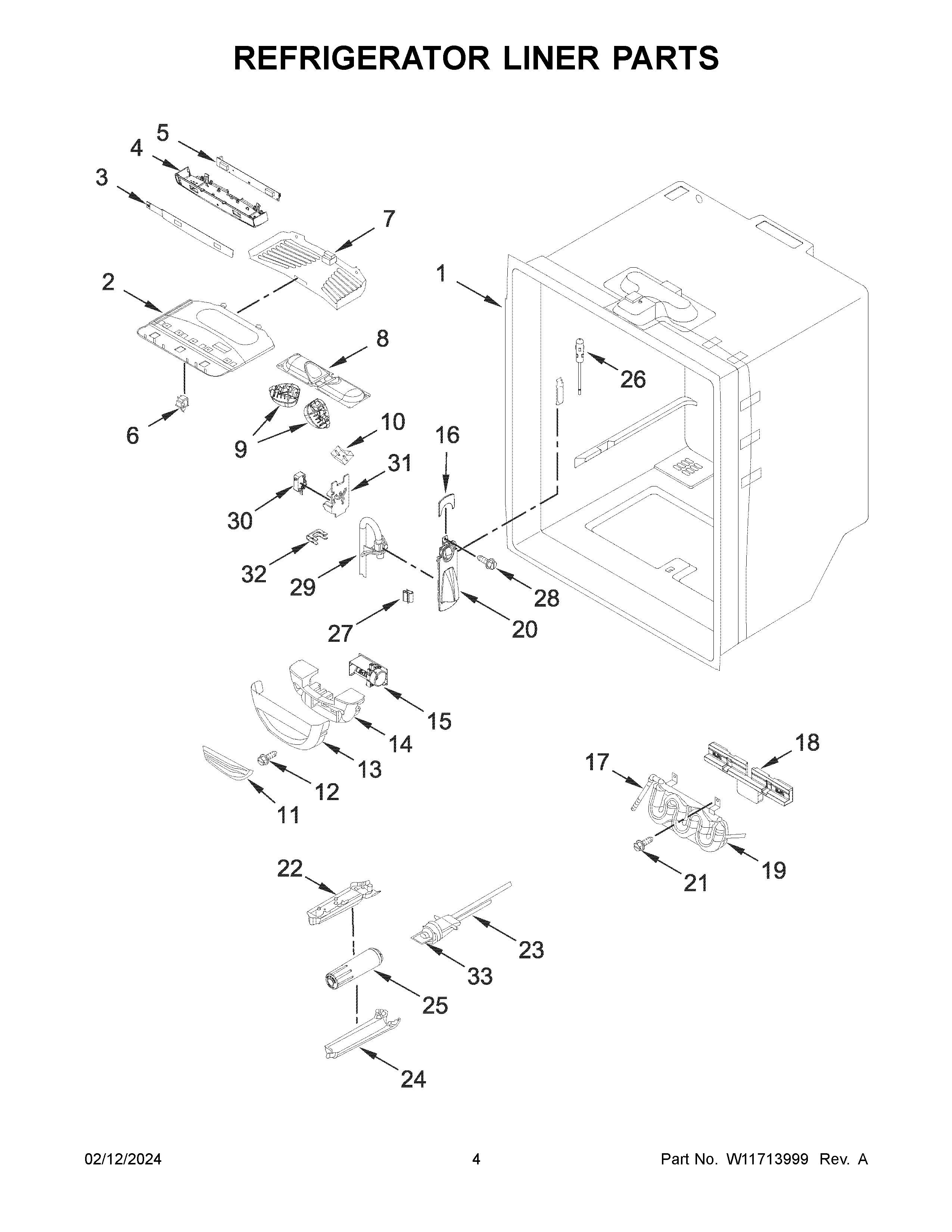 Refrigerator liner parts