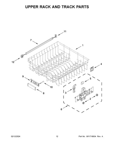 Upper rack and track parts