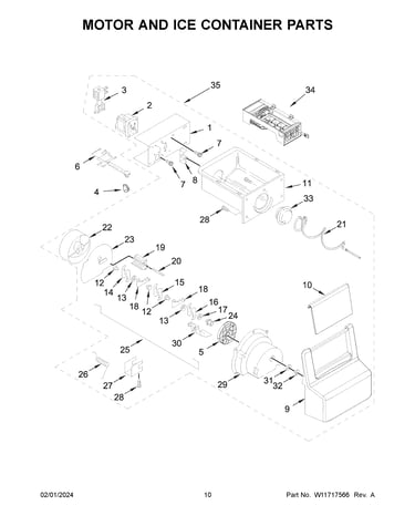 Motor and ice container parts