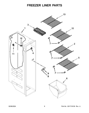 Freezer liner parts