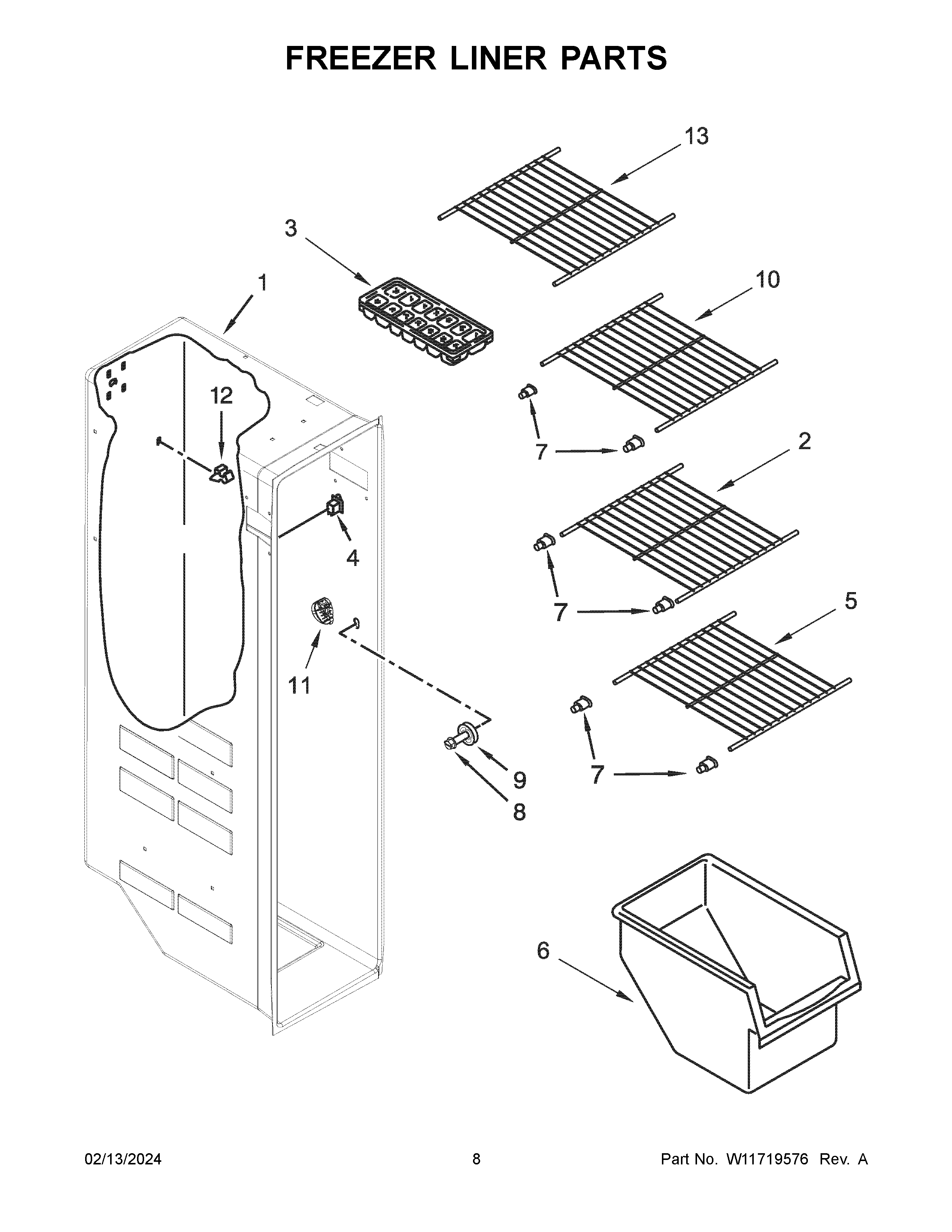 Freezer liner parts