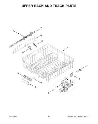 Upper rack and track parts