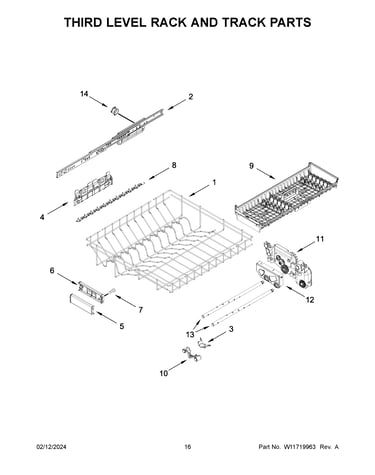Third level rack and track parts