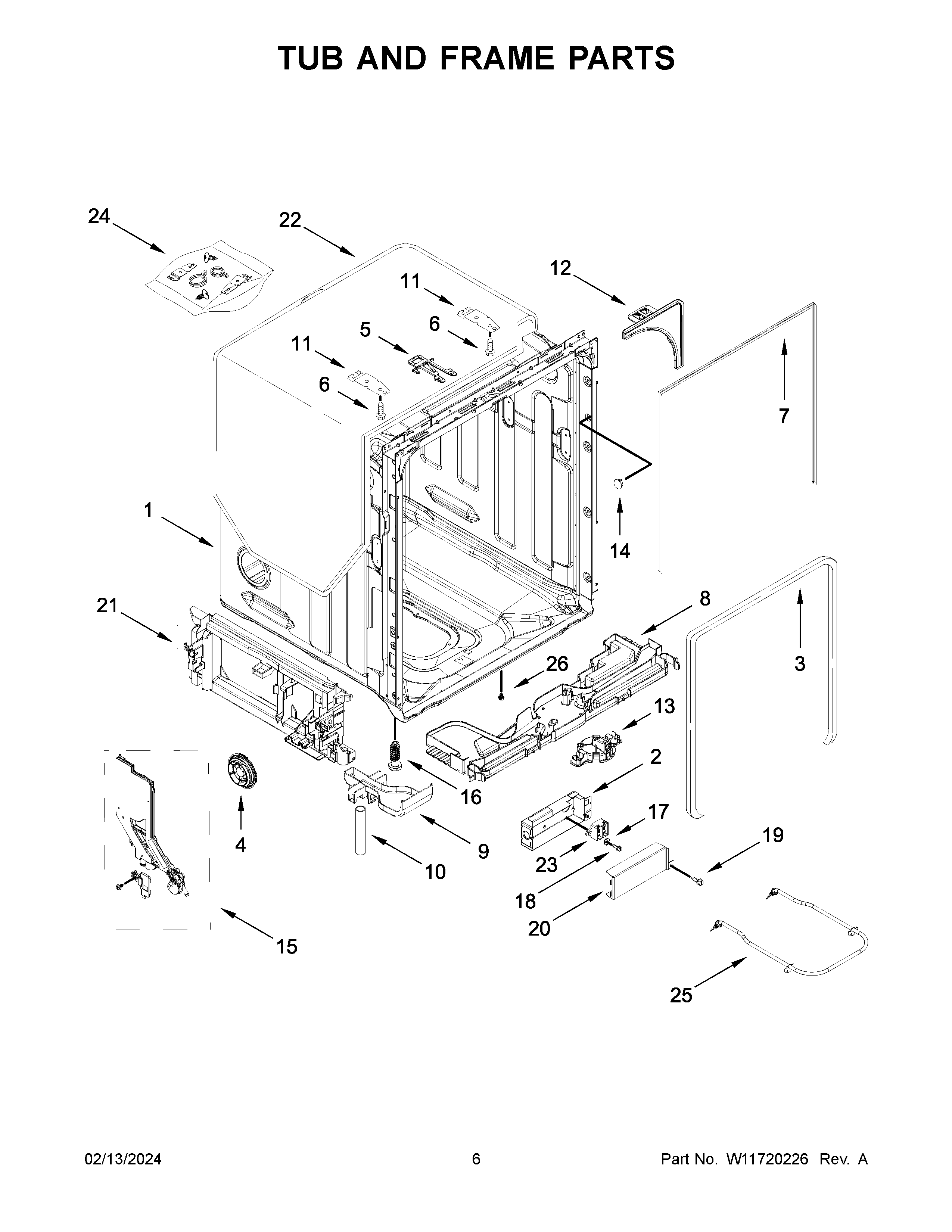 Tub and frame parts