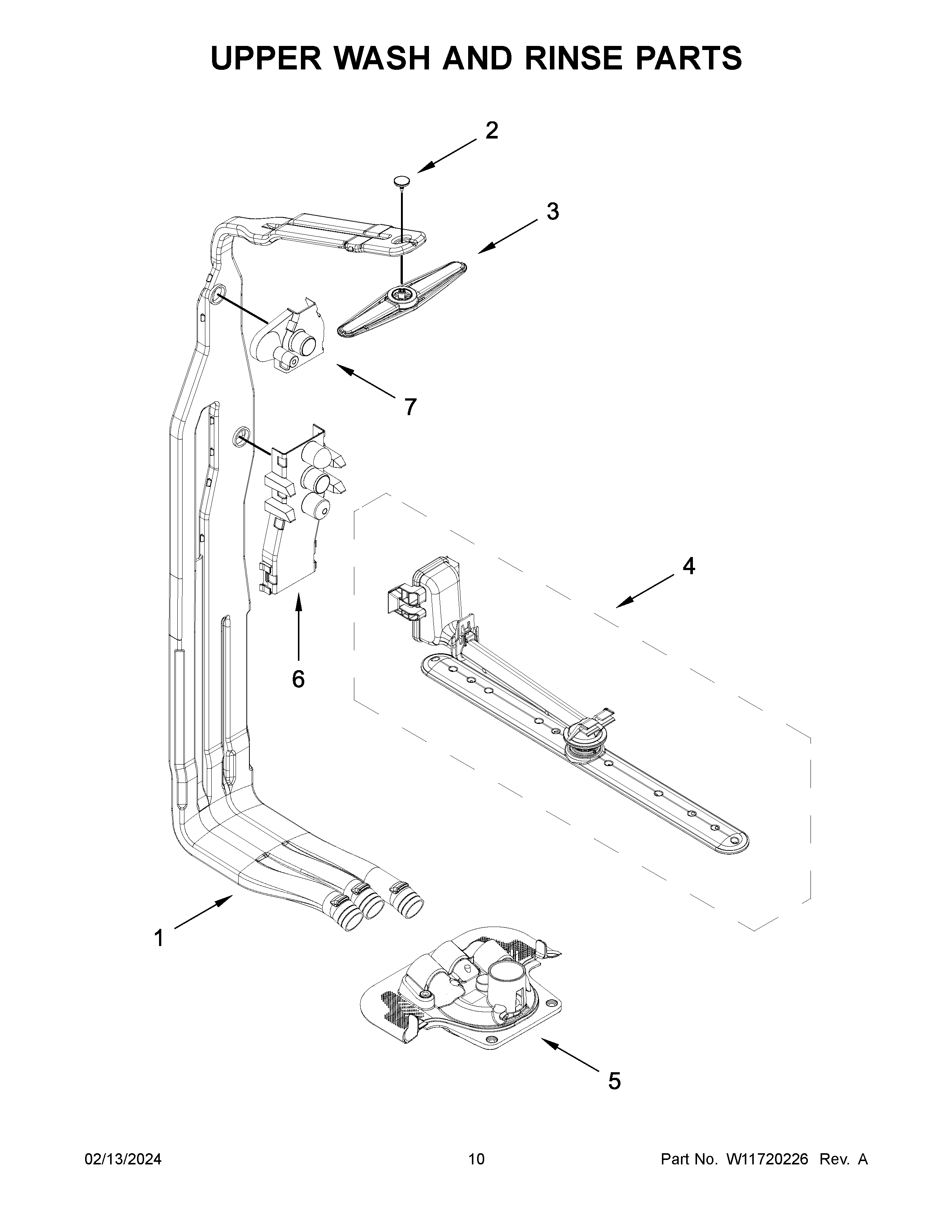 Upper wash and rinse parts