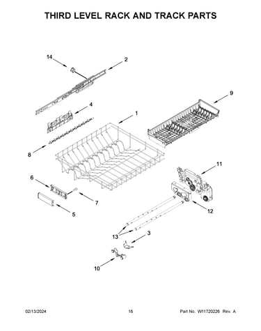 Third level rack and track parts