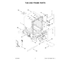 KitchenAid KDTE204KWH3 tub and frame parts diagram