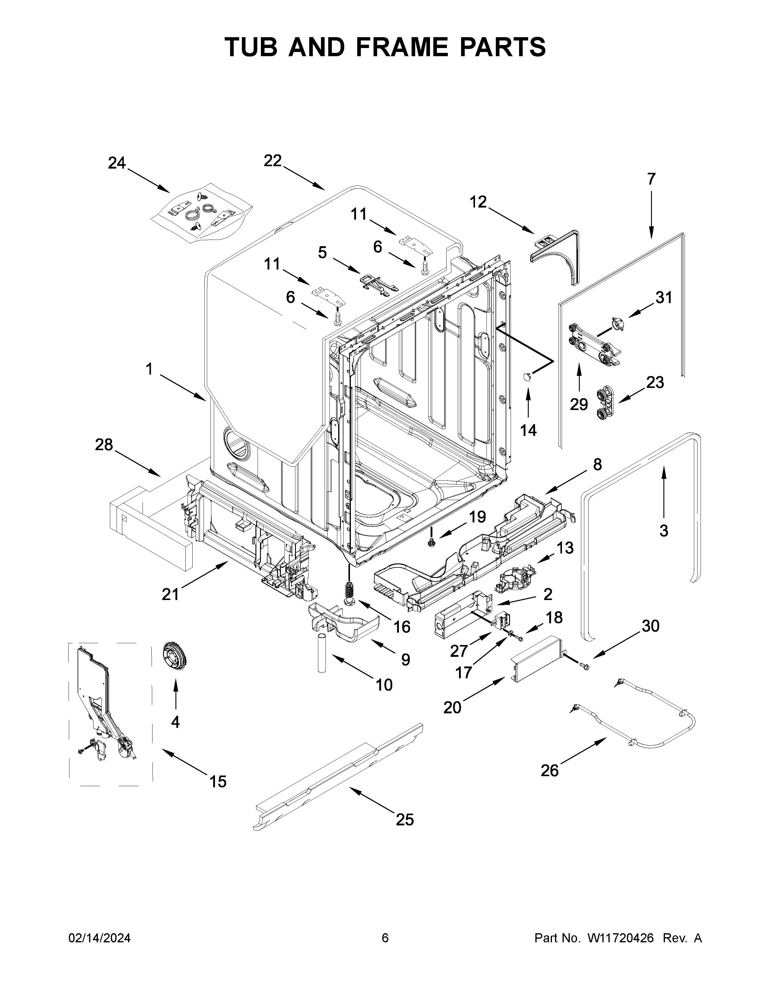 Tub and frame parts