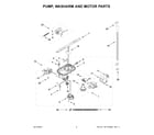 KitchenAid KDTE204KBL3 pump, washarm and motor parts diagram