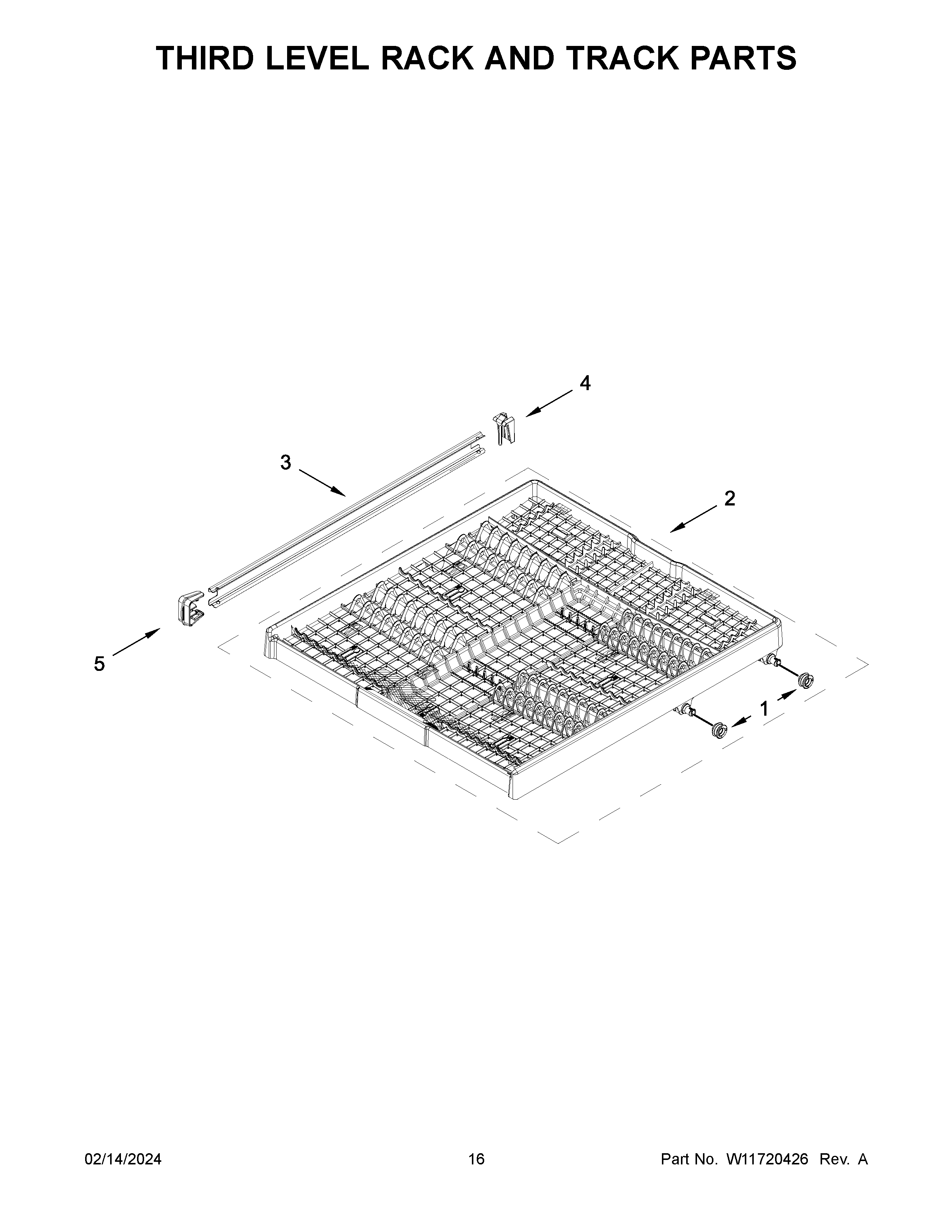 Third level rack and track parts