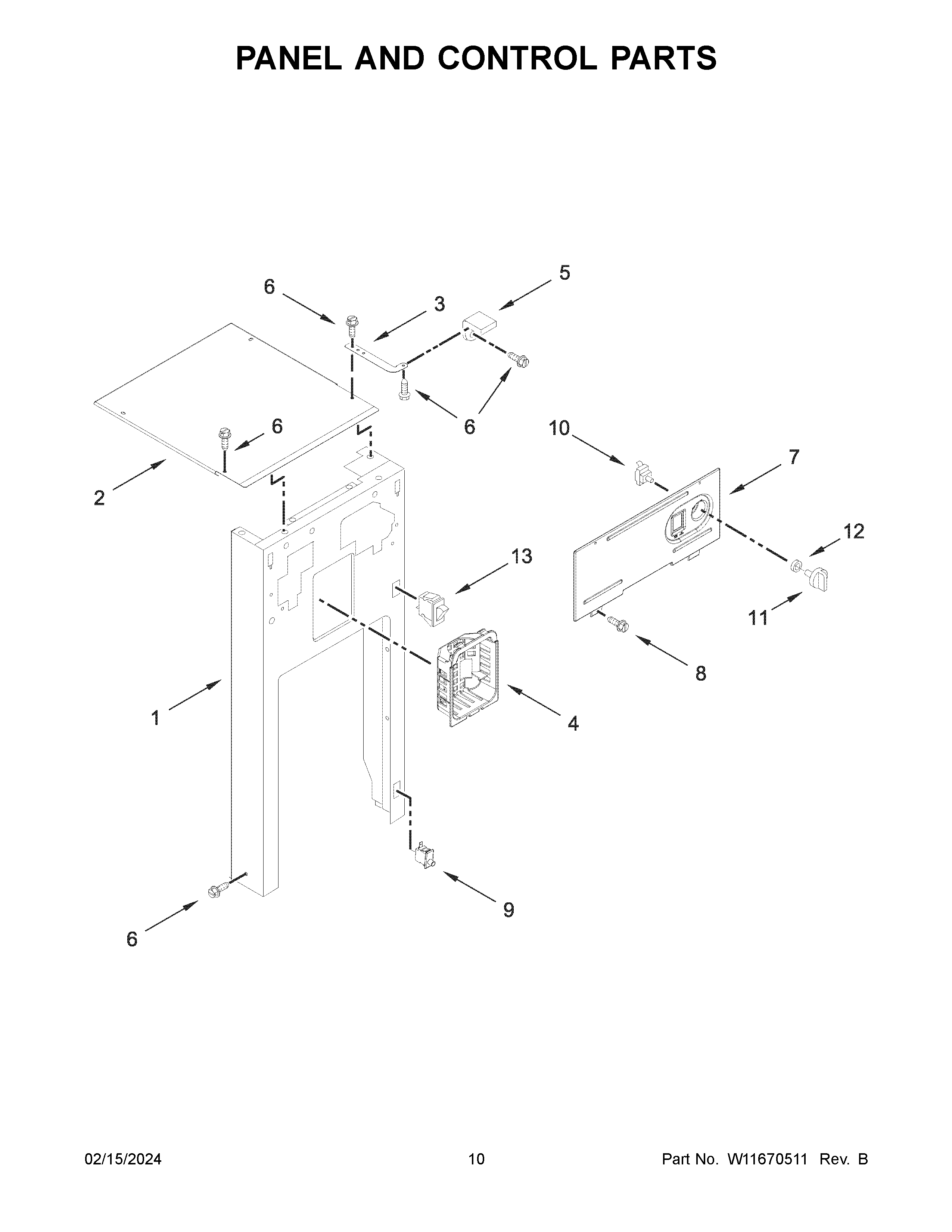 Panel and control parts