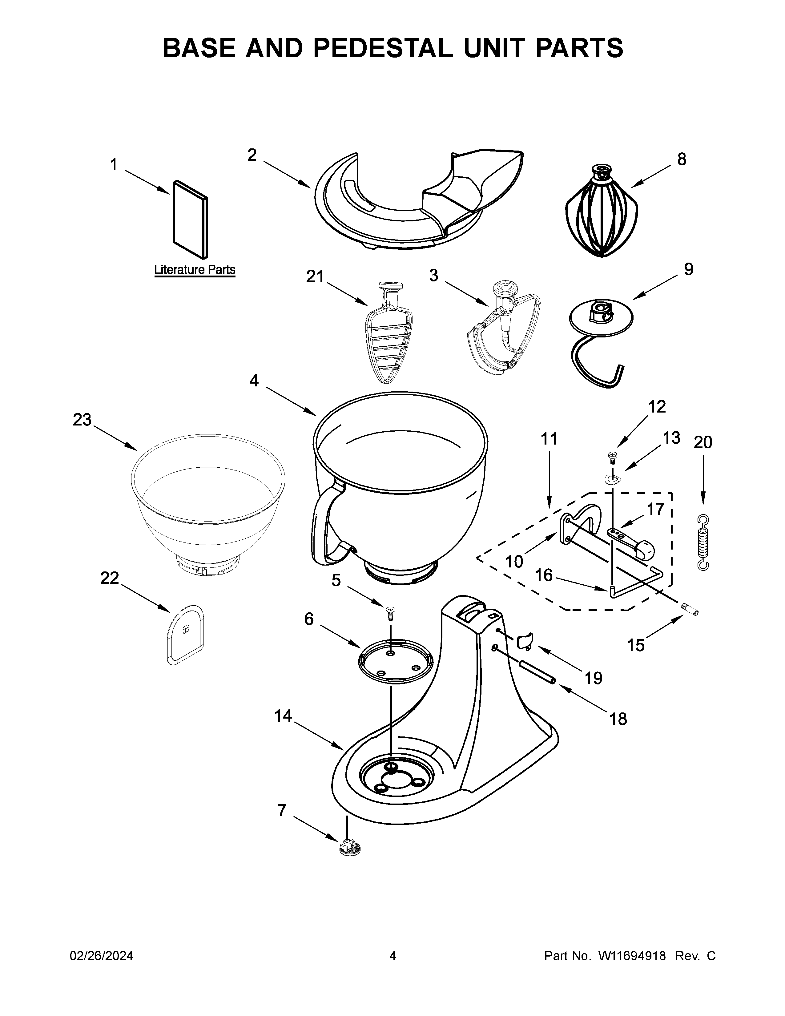Base and pedestal unit parts