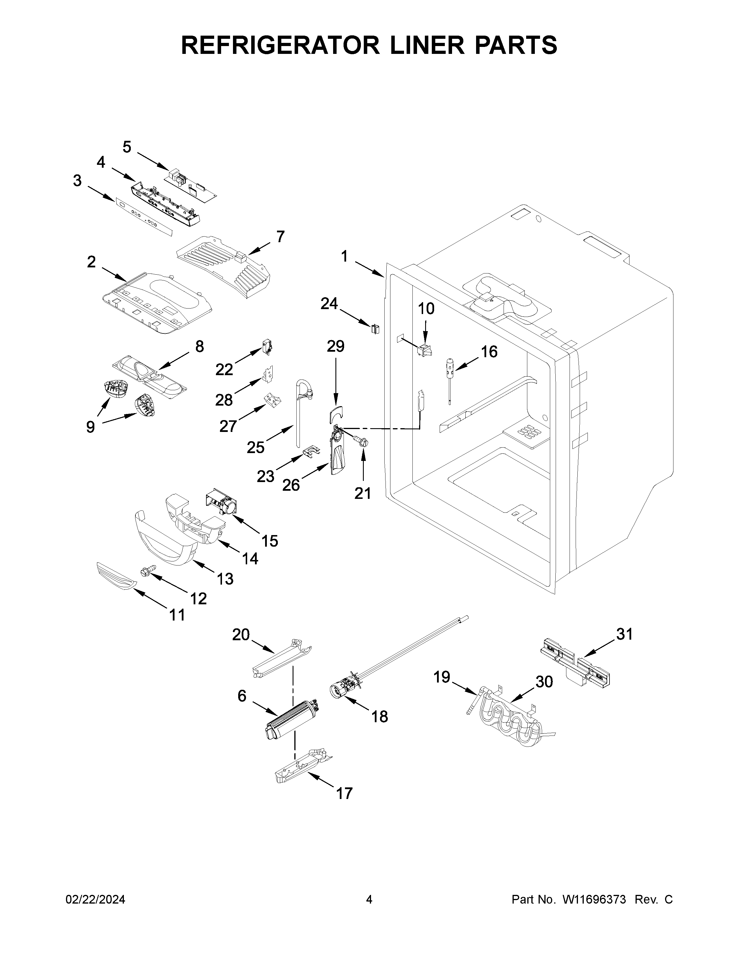 Refrigerator liner parts