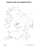 Freezer liner and icemaker parts