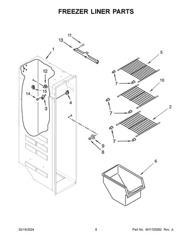 Freezer liner parts