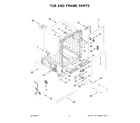 KitchenAid KDFE204KWH3 tub and frame parts diagram