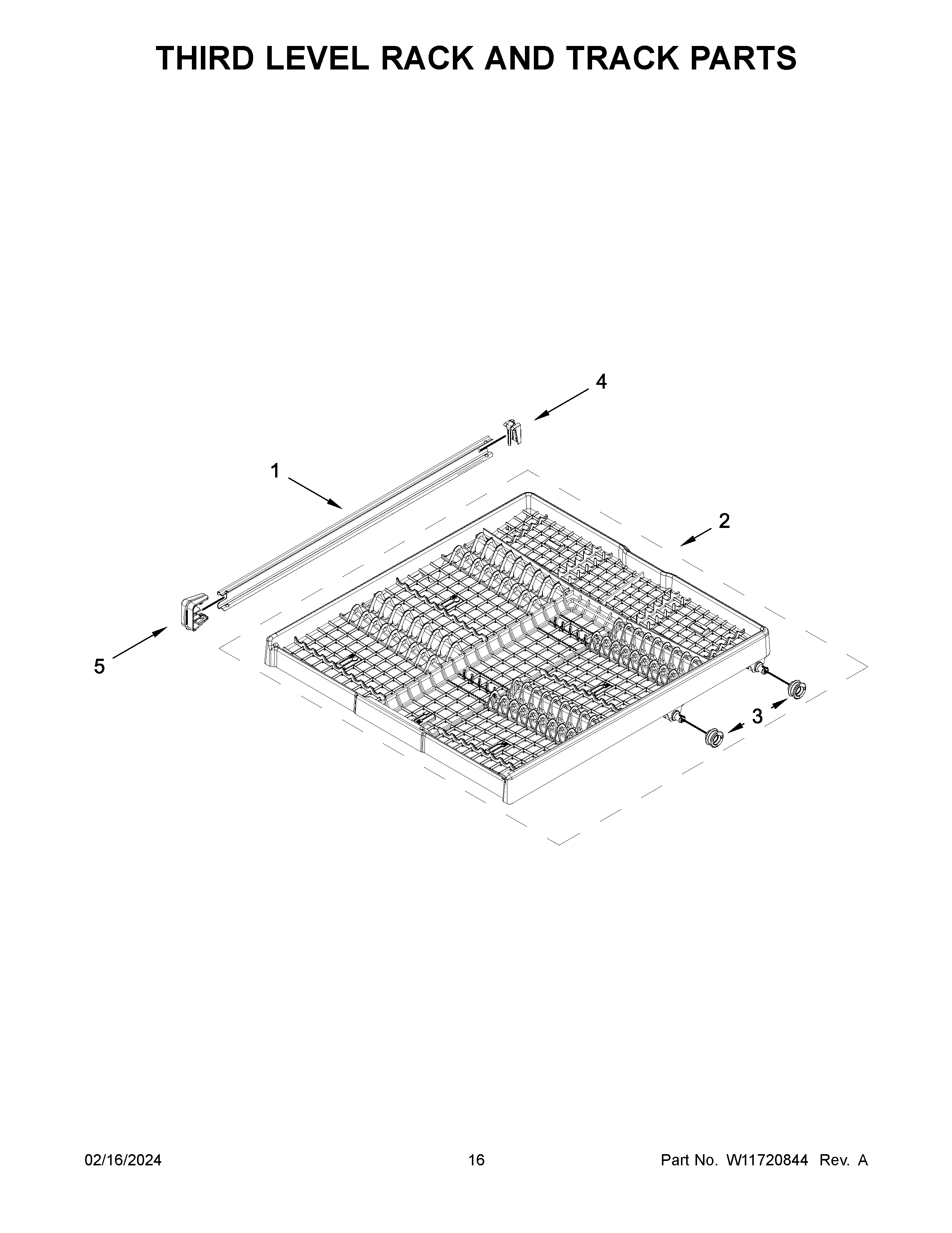 Third level rack and track parts
