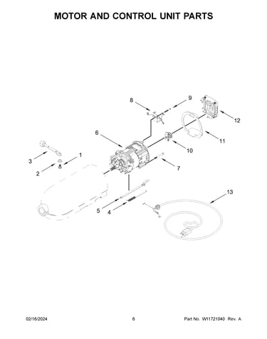 Motor and control unit parts